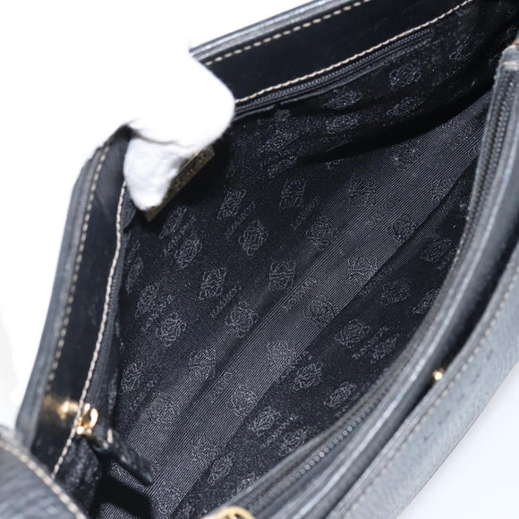 LOEWE Hand Bag Leather Black Gold Auth ep12841