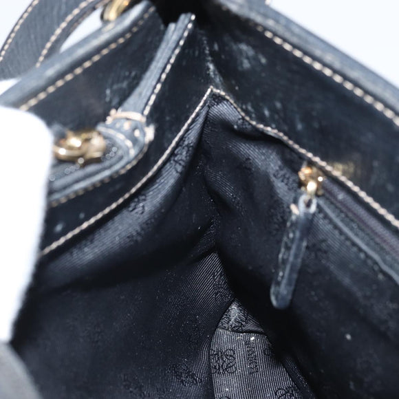 LOEWE Hand Bag Leather Black Gold Auth ep12841