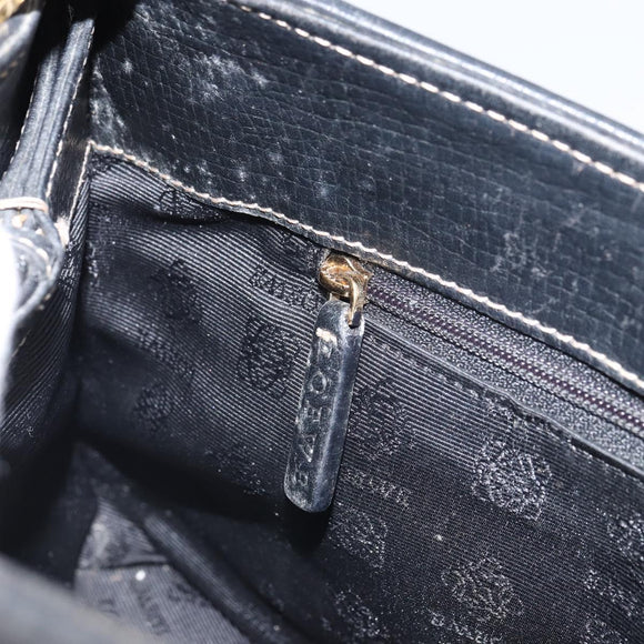 LOEWE Hand Bag Leather Black Gold Auth ep12841