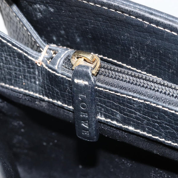 LOEWE Hand Bag Leather Black Gold Auth ep12841