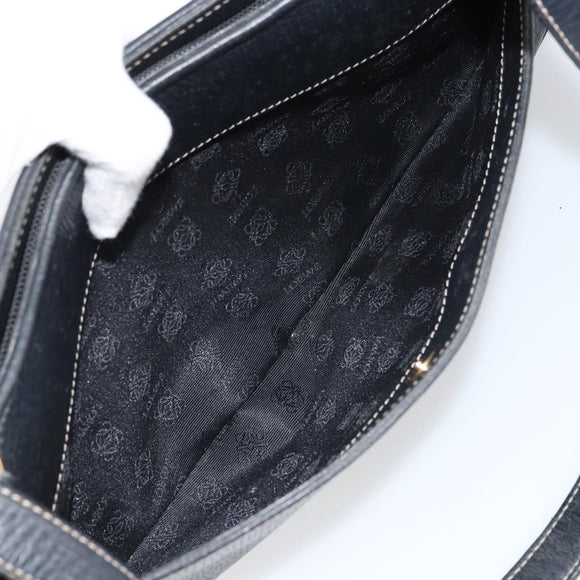 LOEWE Hand Bag Leather Black Gold Auth ep12841