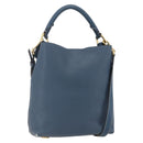 LOEWE Shoulder Bag Leather Blue Gold Auth ep12843-1