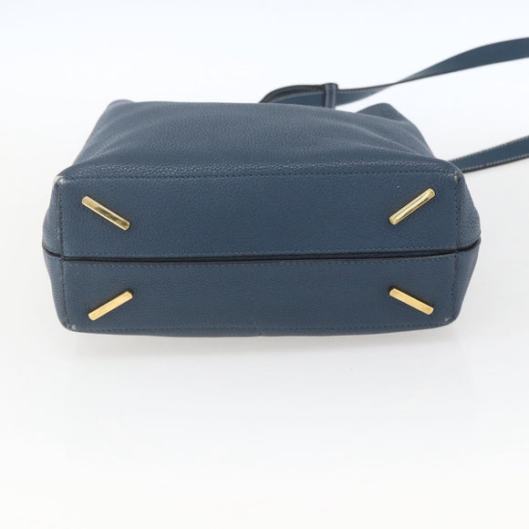 LOEWE Shoulder Bag Leather Blue Gold Auth ep12843