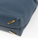 LOEWE Shoulder Bag Leather Blue Gold Auth ep12843-17