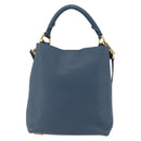 LOEWE Shoulder Bag Leather Blue Gold Auth ep12843-13