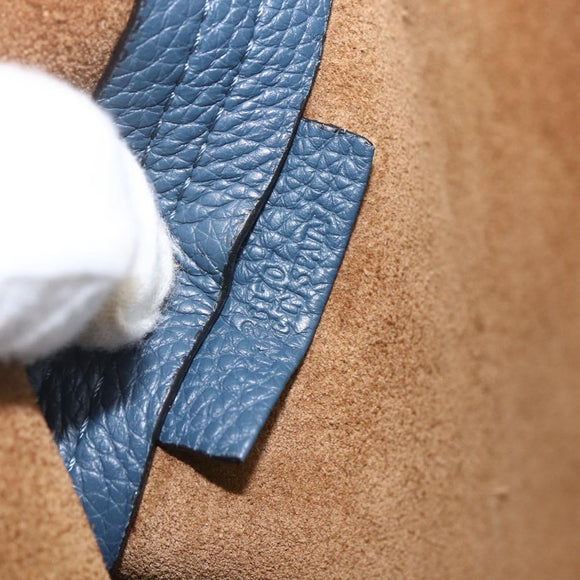 LOEWE Shoulder Bag Leather Blue Gold Auth ep12843