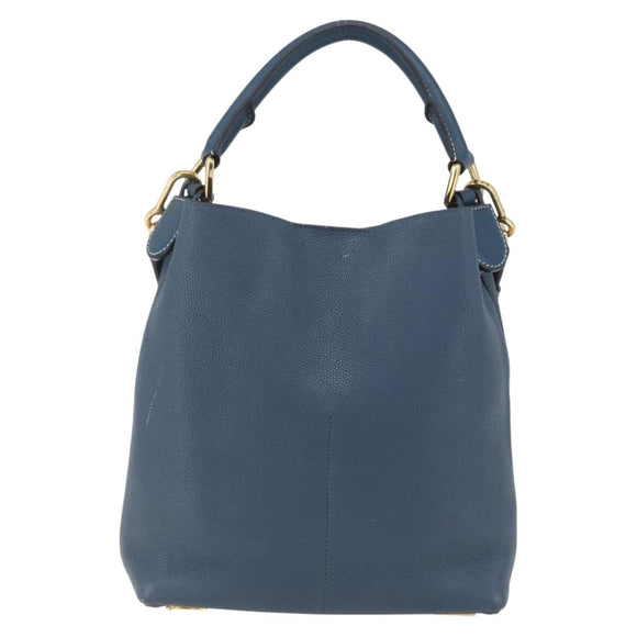 LOEWE Shoulder Bag Leather Blue Gold Auth ep12843