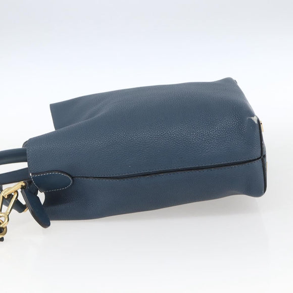 LOEWE Shoulder Bag Leather Blue Gold Auth ep12843