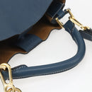 LOEWE Shoulder Bag Leather Blue Gold Auth ep12843-7