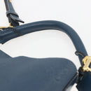 LOEWE Shoulder Bag Leather Blue Gold Auth ep12843-8