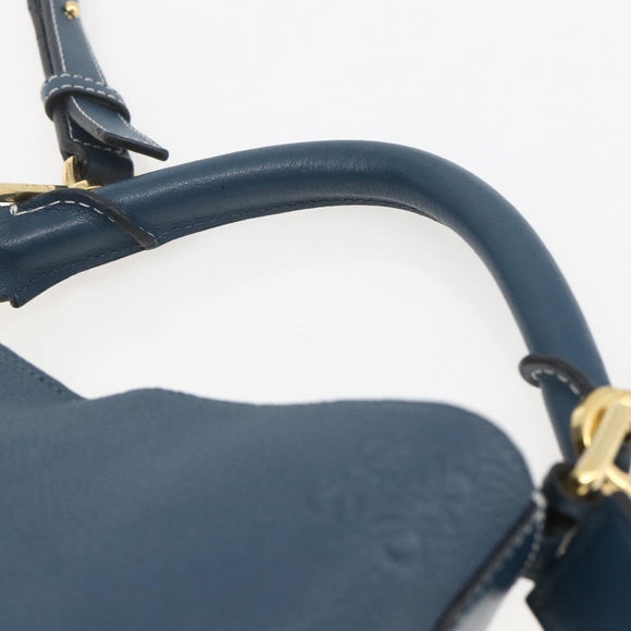 LOEWE Shoulder Bag Leather Blue Gold Auth ep12843