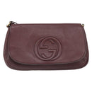 GUCCI Chain Soho Shoulder Bag Leather Wine Red Gold 336752 Auth ep12846-2