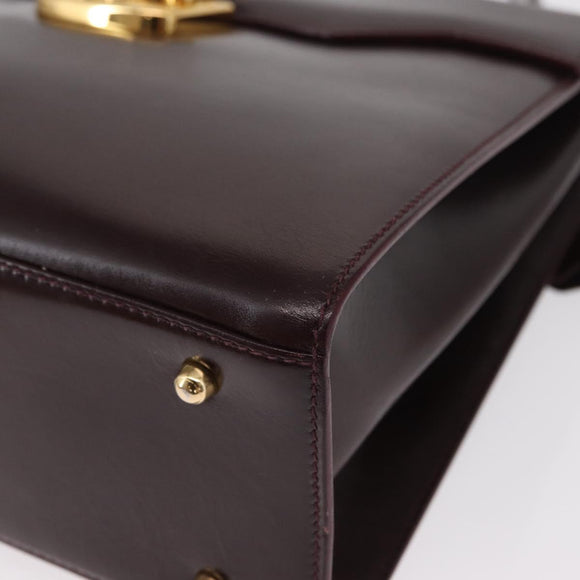 GUCCI Hand Bag Leather 2way Bordeaux Gold 000 2026 0258 Auth ep12849
