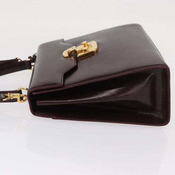 GUCCI Hand Bag Leather 2way Bordeaux Gold 000 2026 0258 Auth ep12849