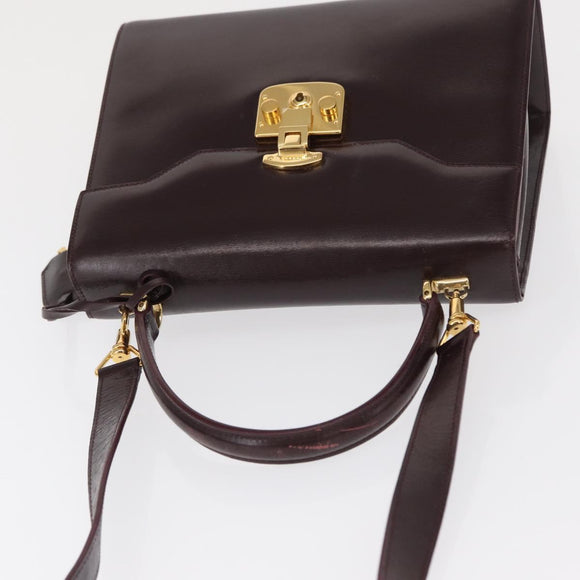 GUCCI Hand Bag Leather 2way Bordeaux Gold 000 2026 0258 Auth ep12849