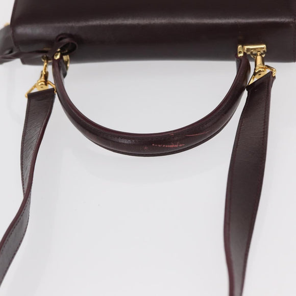 GUCCI Hand Bag Leather 2way Bordeaux Gold 000 2026 0258 Auth ep12849