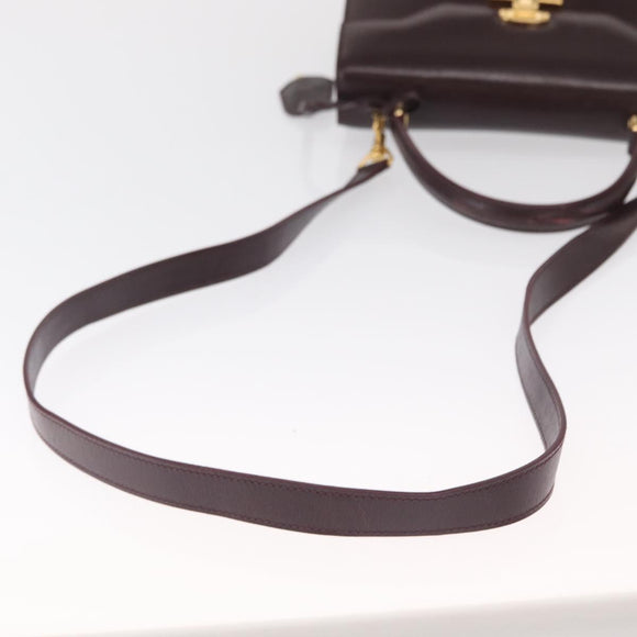 GUCCI Hand Bag Leather 2way Bordeaux Gold 000 2026 0258 Auth ep12849