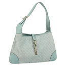 GUCCI Shoulder Bag Suede Light Blue Gold 001 4057 Auth ep12851-1