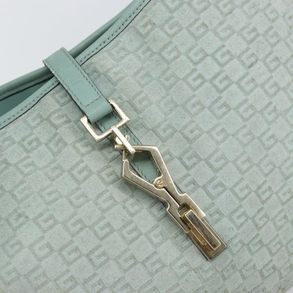 GUCCI Shoulder Bag Suede Light Blue Gold 001 4057 Auth ep12851