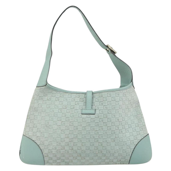 GUCCI Shoulder Bag Suede Light Blue Gold 001 4057 Auth ep12851