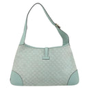 GUCCI Shoulder Bag Suede Light Blue Gold 001 4057 Auth ep12851-2