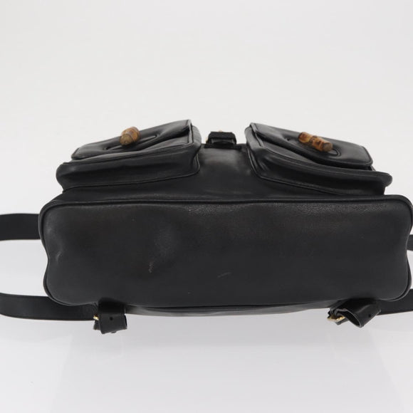 GUCCI Bamboo Backpack Leather Black Gold 003 2058 0016 Auth ep12855