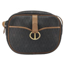 Christian Dior Honeycomb Canvas Shoulder Bag PVC Black Gold Auth ep12856-2