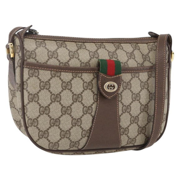 GUCCI GG Supreme Web Sherry Line Bag PVC Beige Gold 89 02 032 Auth ep12857