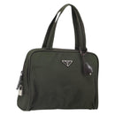 PRADA Hand Bag Nylon Khaki Silver Auth ep12862-1