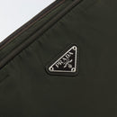 PRADA Hand Bag Nylon Khaki Silver Auth ep12862-17