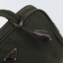 PRADA Hand Bag Nylon Khaki Silver Auth ep12862-19