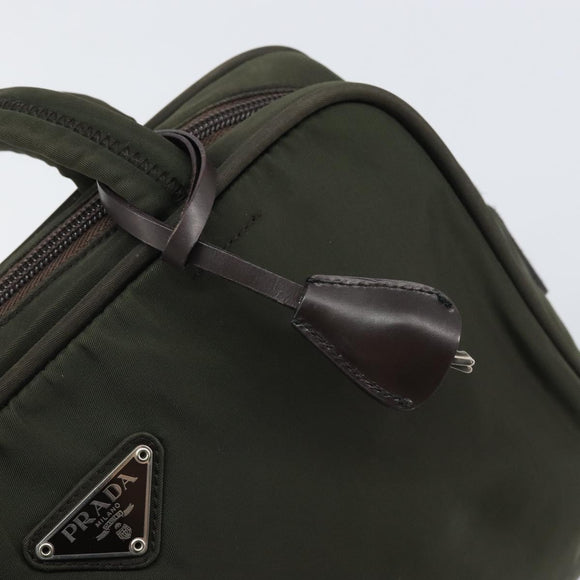 PRADA Hand Bag Nylon Khaki Silver Auth ep12862
