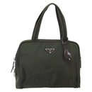 PRADA Hand Bag Nylon Khaki Silver Auth ep12862-13