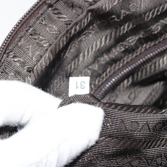 PRADA Hand Bag Nylon Khaki Silver Auth ep12862