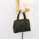 PRADA Hand Bag Nylon Khaki Silver Auth ep12862-25