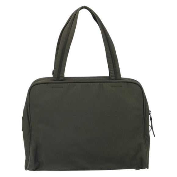 PRADA Hand Bag Nylon Khaki Silver Auth ep12862