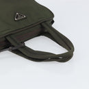PRADA Hand Bag Nylon Khaki Silver Auth ep12862-7