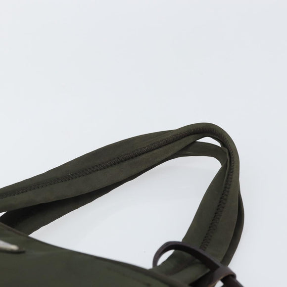 PRADA Hand Bag Nylon Khaki Silver Auth ep12862