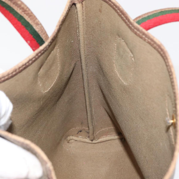 GUCCI GG Canvas Web Sherry Line Tote Bag PVC Beige 58 02 4889 Auth ep12863