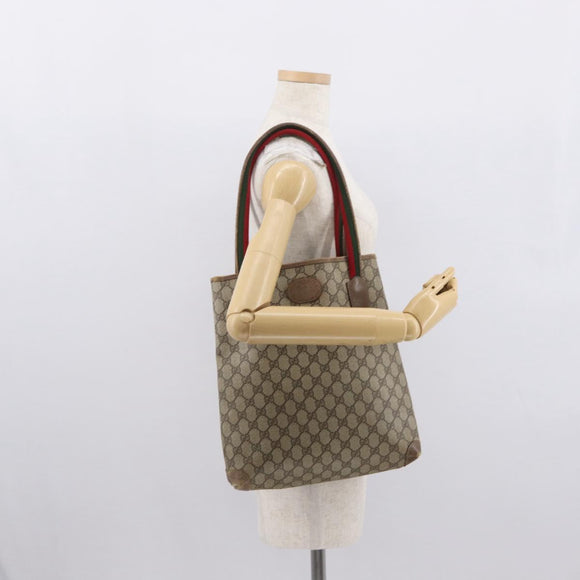 GUCCI GG Canvas Web Sherry Line Tote Bag PVC Beige 58 02 4889 Auth ep12863