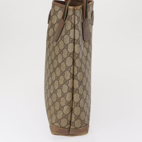 GUCCI GG Canvas Web Sherry Line Tote Bag PVC Beige 58 02 4889 Auth ep12863
