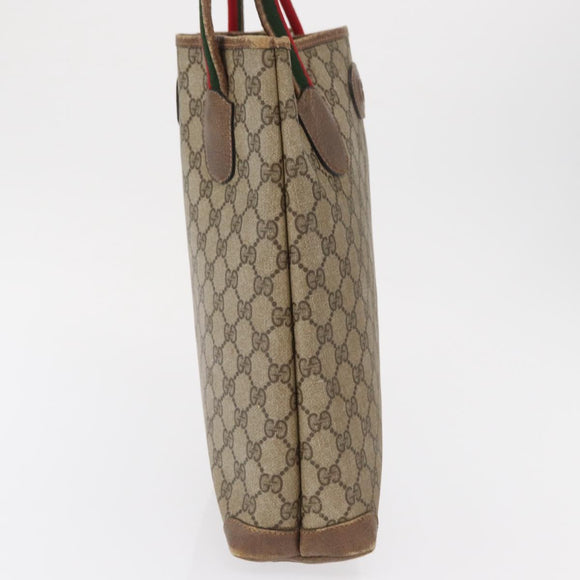 GUCCI GG Canvas Web Sherry Line Tote Bag PVC Beige 58 02 4889 Auth ep12863