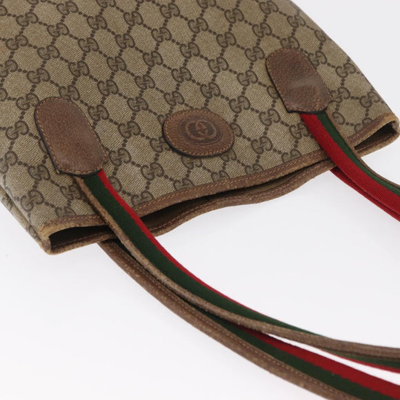 GUCCI GG Canvas Web Sherry Line Tote Bag PVC Beige 58 02 4889 Auth ep12863