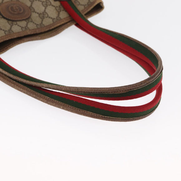 GUCCI GG Canvas Web Sherry Line Tote Bag PVC Beige 58 02 4889 Auth ep12863