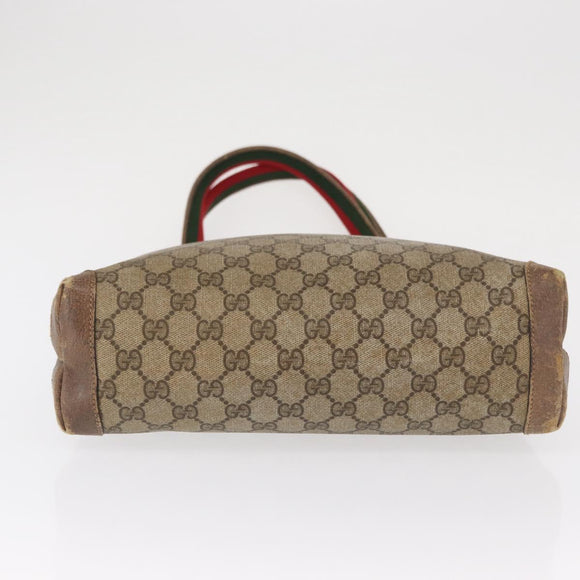 GUCCI GG Canvas Web Sherry Line Tote Bag PVC Beige 58 02 4889 Auth ep12863