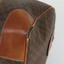 CELINE Macadam Canvas Boston Bag PVC Leather Brown Gold Auth ep12869-8