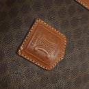 CELINE Macadam Canvas Boston Bag PVC Leather Brown Gold Auth ep12869-19