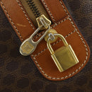 CELINE Macadam Canvas Boston Bag PVC Leather Brown Gold Auth ep12869-20