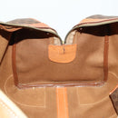CELINE Macadam Canvas Boston Bag PVC Leather Brown Gold Auth ep12869-21