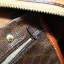 CELINE Macadam Canvas Boston Bag PVC Leather Brown Gold Auth ep12869-23